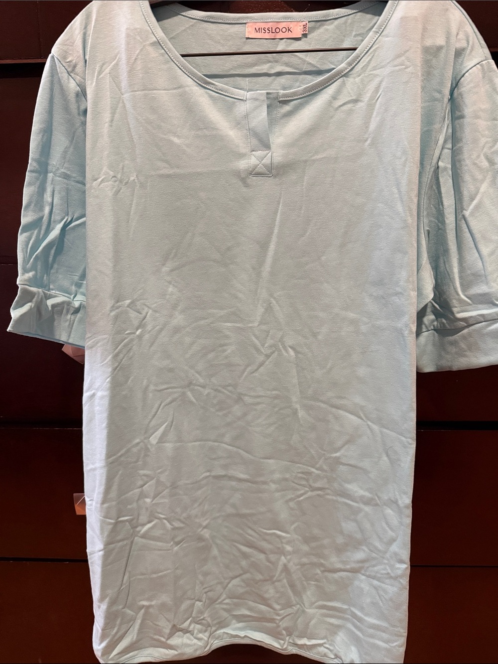 MISSLOOK Light Aqua Scoop Neck Top